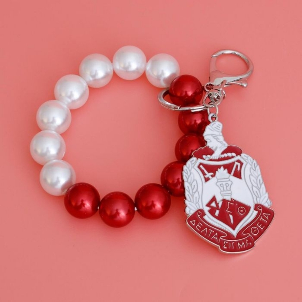 FOUR LEFT Red White Pearl DST Shield Keychain